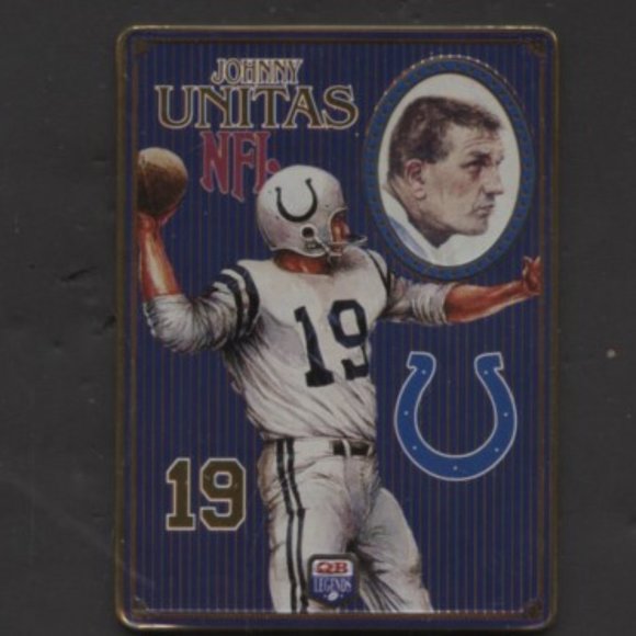 METALLIC FOOTBALL CARD OF JOHNNY UNITAS BALTIMORE COLTS - Picture 1 of 1